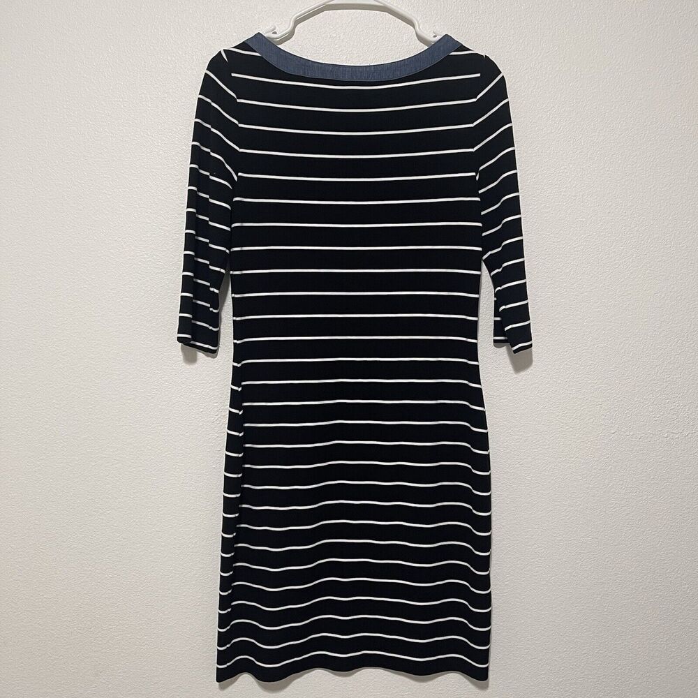 Tommy Hilfiger Dress Womens Small Black Stripe 3/4 Sleeve Boat Neck Boardwalk - Picture 5 of 10
